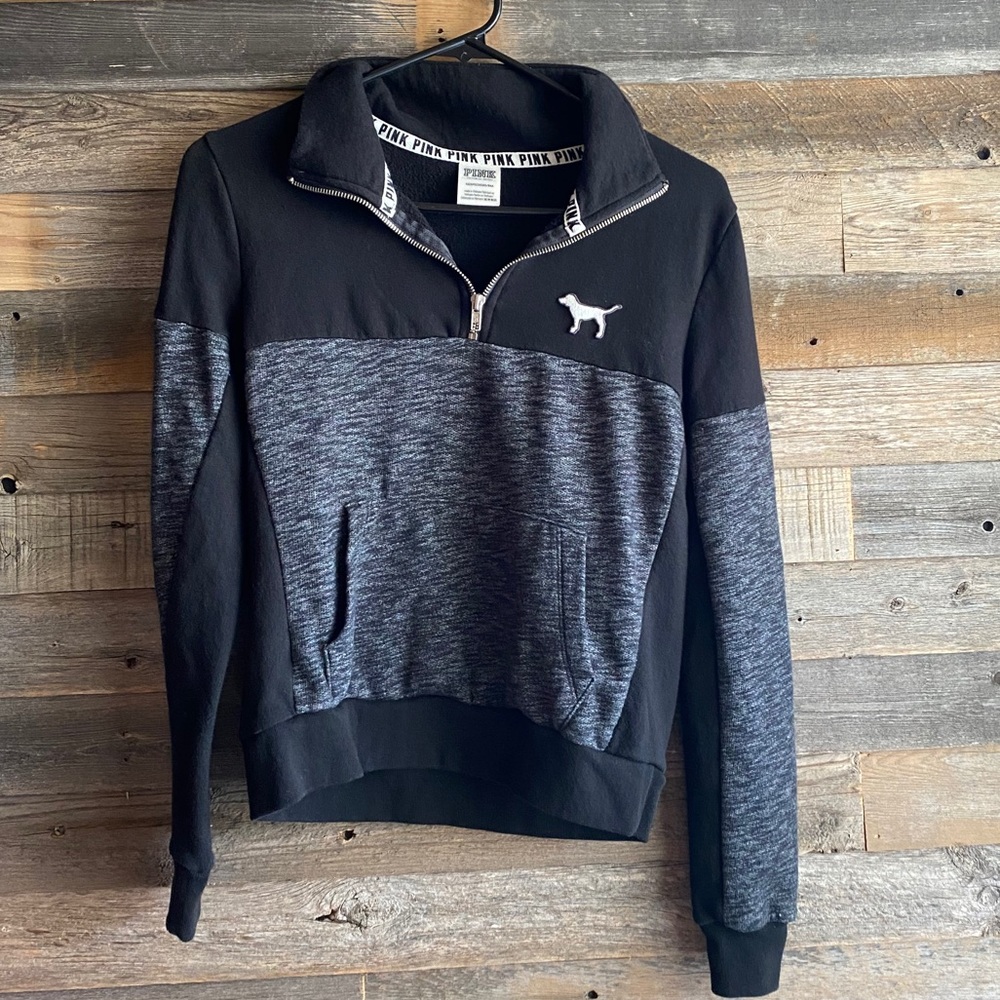 VS PINK gray half zip sweatshirt - Picture 1 of 4